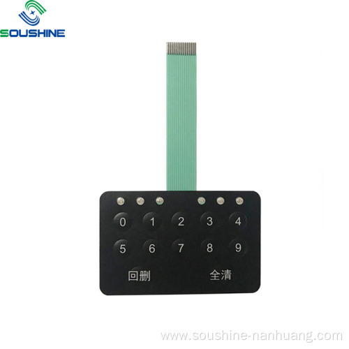 Green LED 0-9 number button membrane switch